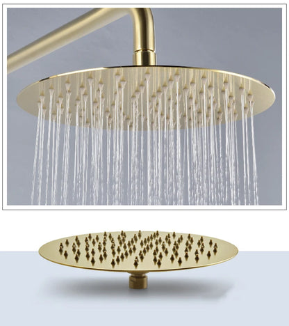 Jieni Rainfall Shower Faucet Brushed Gold Bathroom Shower