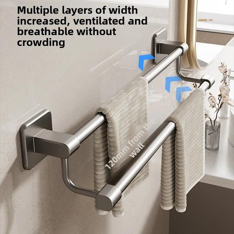 Adhesive Towel Rack 30-80cm Adjustable No Drill Bathroom