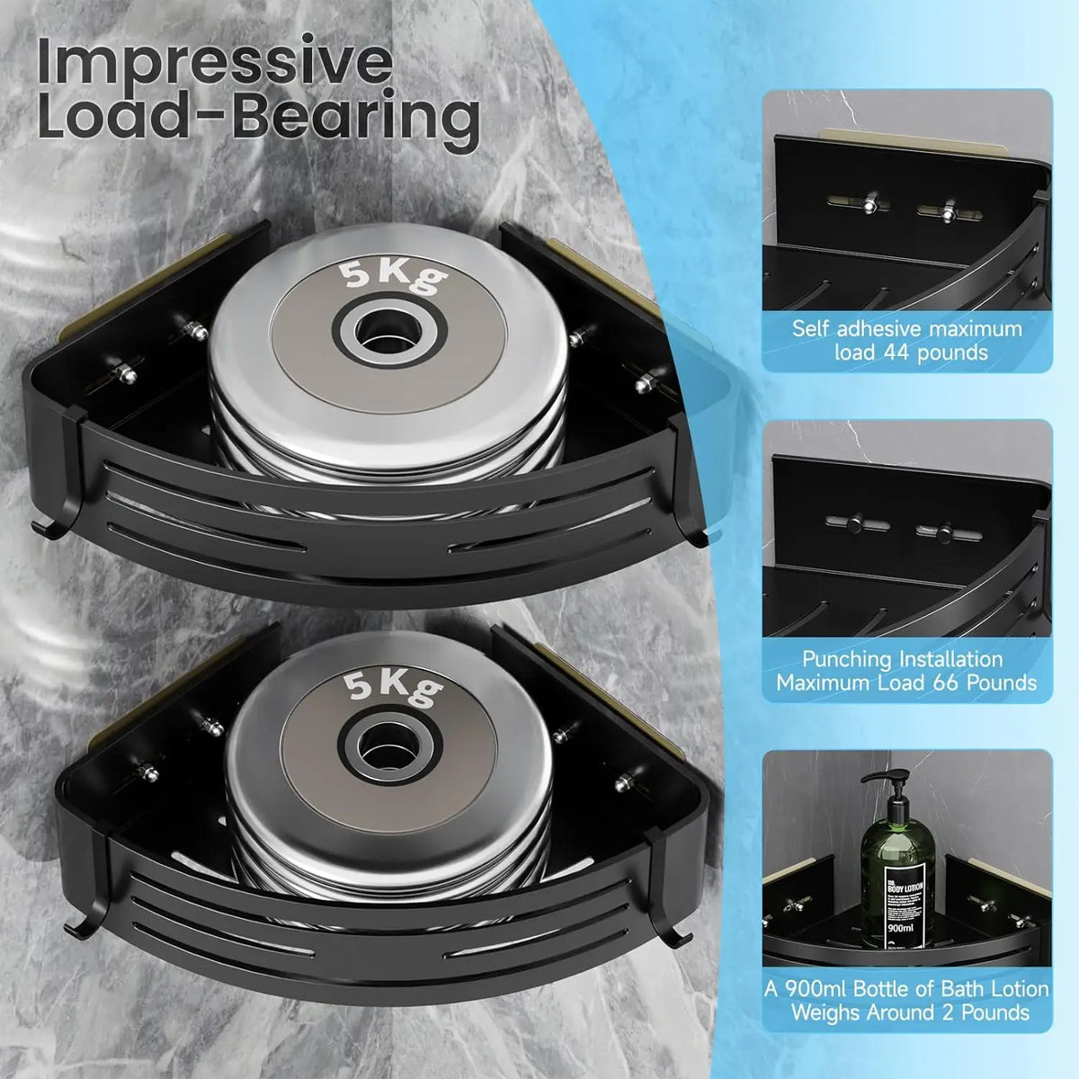 Corner Shower Caddy Adhesive Drilling Installation Options