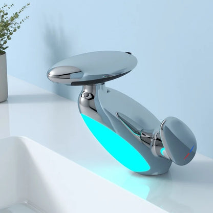 Bathroom Basin Faucet Led Light Tap Penguin Pull-Out