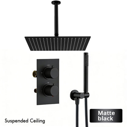 Bathroom Faucet Dial Way Brushed Gold Thermostat Shower