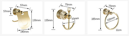 Luxury Crystal Bathroom Gold Polished Brass Bath Hardware