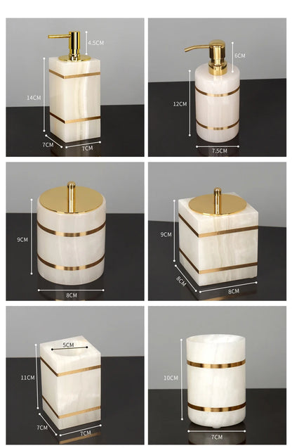 White Onyx Natural Marble Bathroom Gold Luxury Soap
