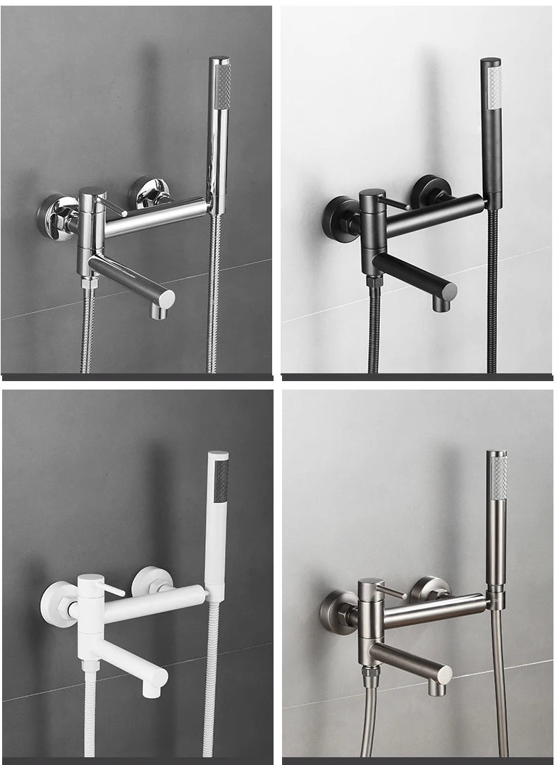Bathtub Shower Faucet Brass Handle Waterfall Spout Wall