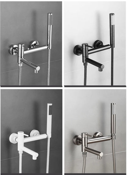 Bathtub Shower Faucet Brass Handle Waterfall Spout Wall
