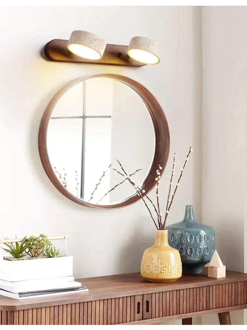 Rotatable Led Vanity Mirror Light Wabi Sabi Travertine