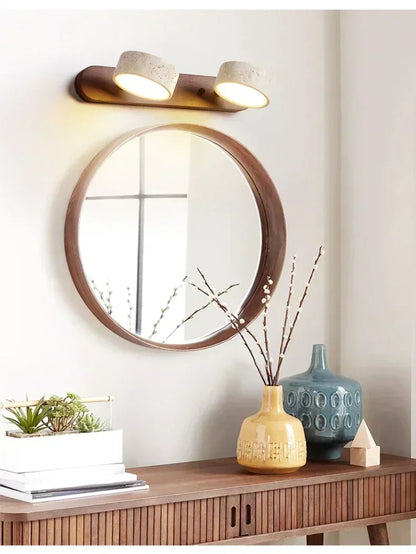 Rotatable Led Vanity Mirror Light Wabi Sabi Travertine