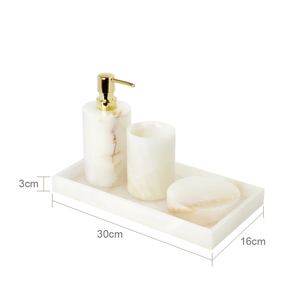 White Onyx Natural Marble Bathroom Luxury Soap Dispenser