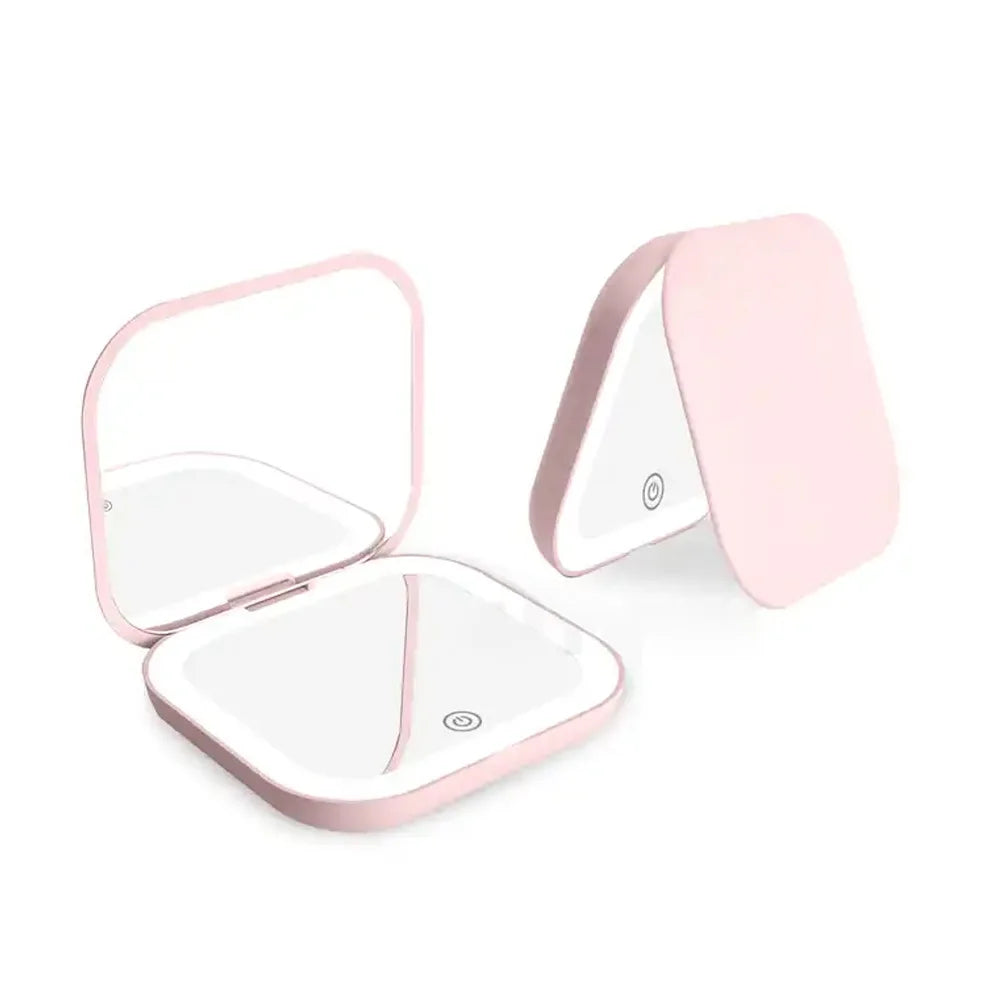 Compact Mirror Lights 1x/2x Magnification Folding Handheld Small