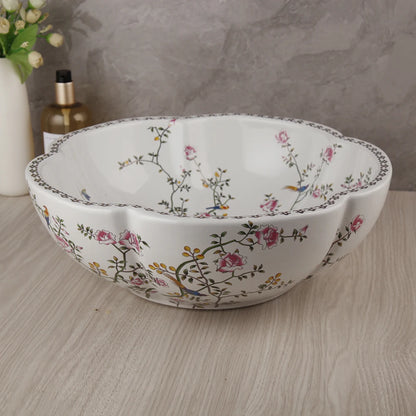 Zappo Above Counter Ceramic Vessel Sink Bathroom Round