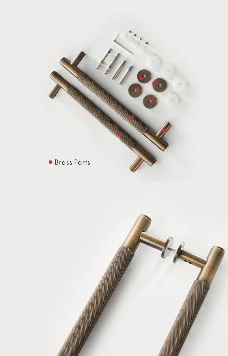 Dooroom Antique Brass Door Double Sided Knurled Pull