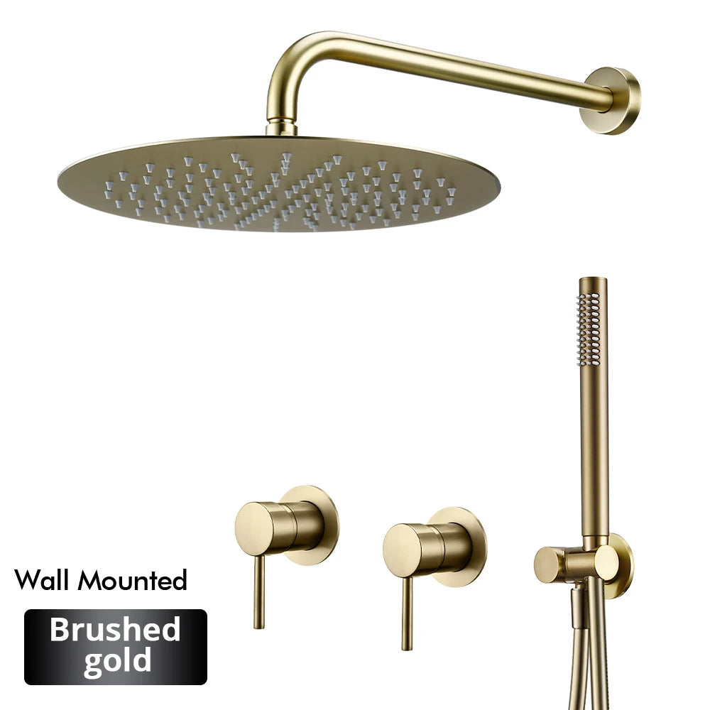 Rainfall Shower Rose Gold Wall Mounted Bathroom Shower
