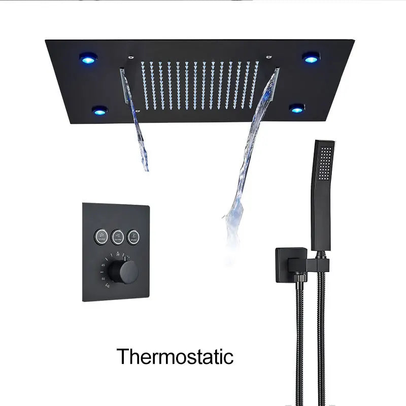 Black Ceiling Canopy Bathroom Shower Faucet Cold Mixer