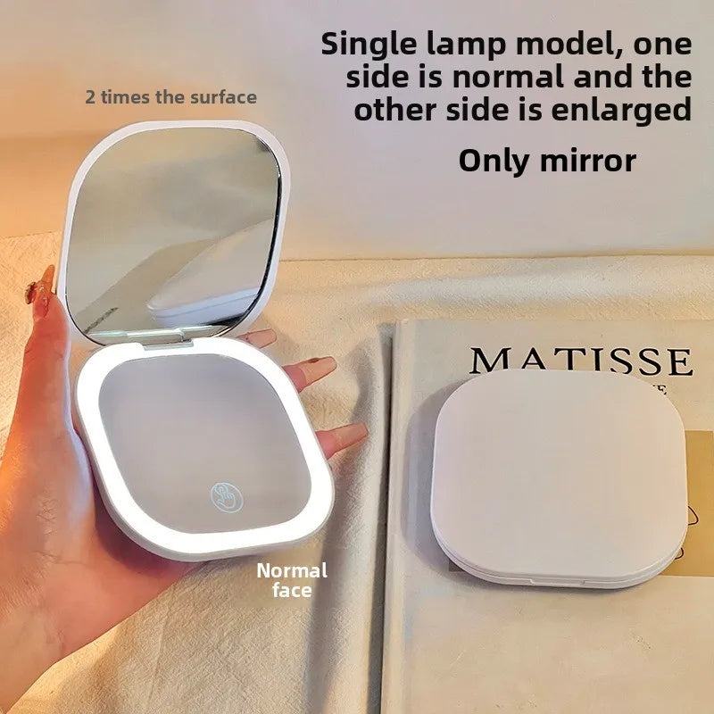 1pcs Makeup Mirror Women Handheld Led Light Folding