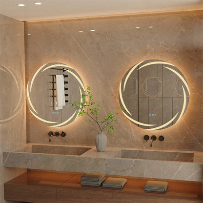 Luvodi Modern Led Bathroom Wall Mirror Circle Backlight