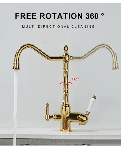 Antique Brass Faucets 360 Rotate Swivel Faucet Cold
