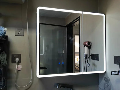 Arc-Shaped Smart Bathroom Mirror Cabinet Wall-Mounted Bathroom