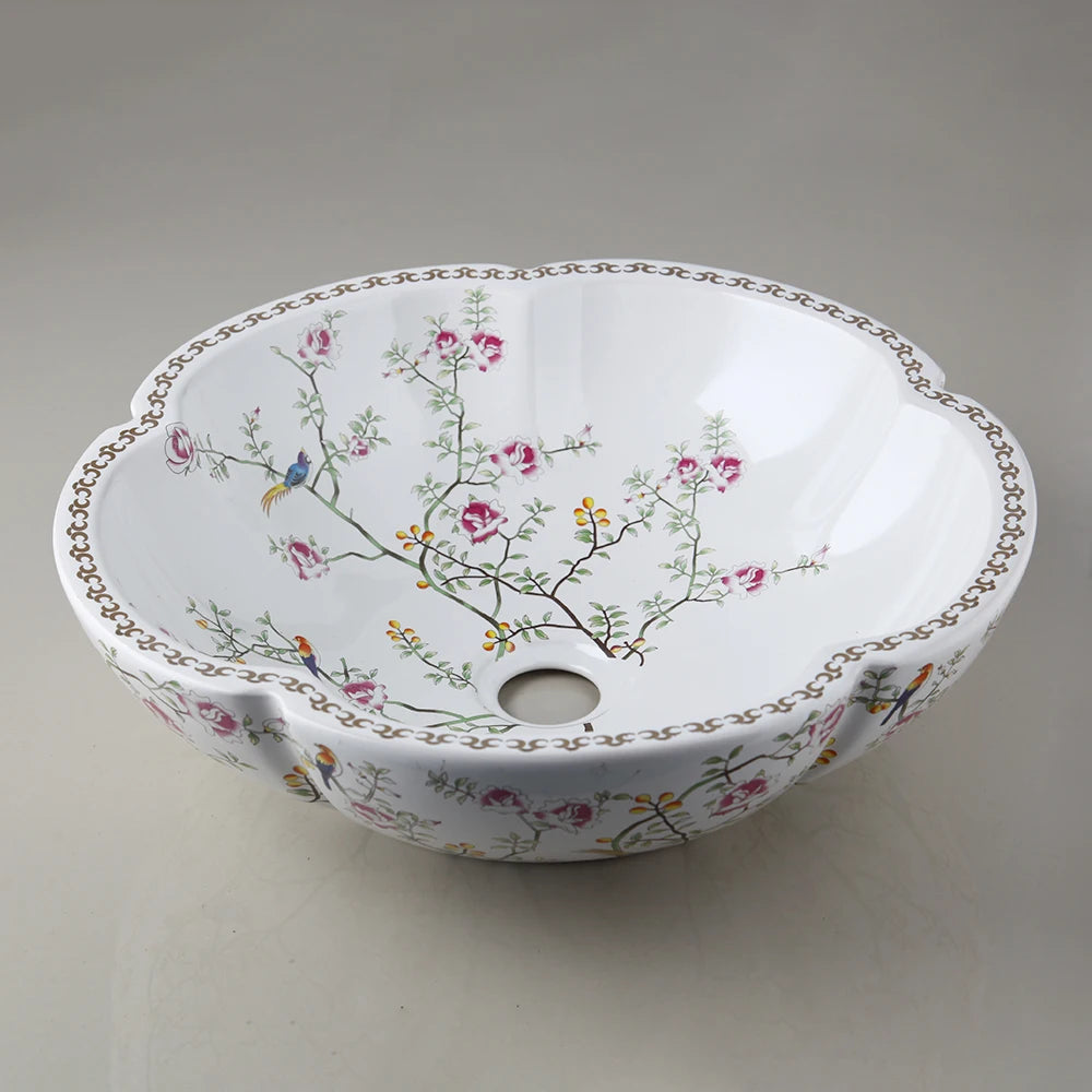 Zappo Above Counter Ceramic Vessel Sink Bathroom Round