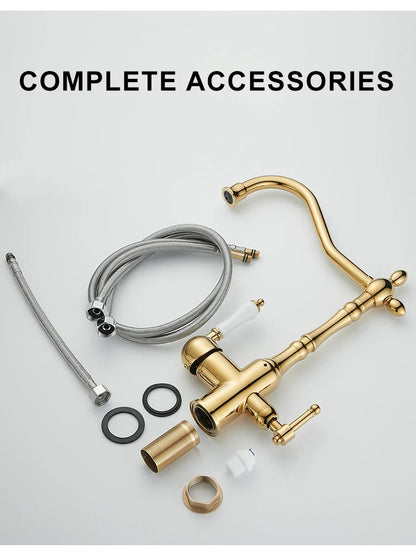 Antique Brass Faucets 360 Rotate Swivel Faucet Cold