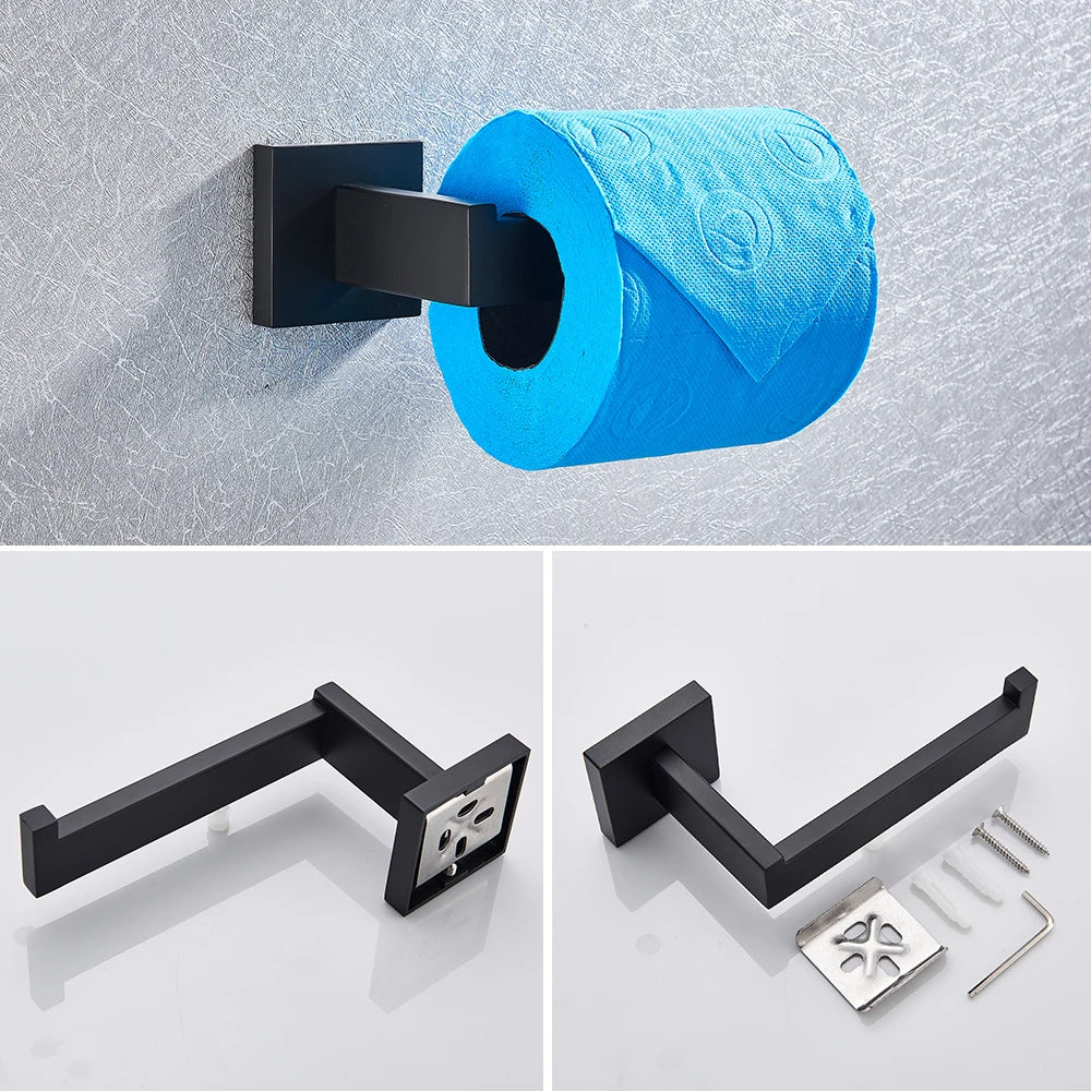 Bathroom Hardware Black Robe Hook Towel Rail Bar
