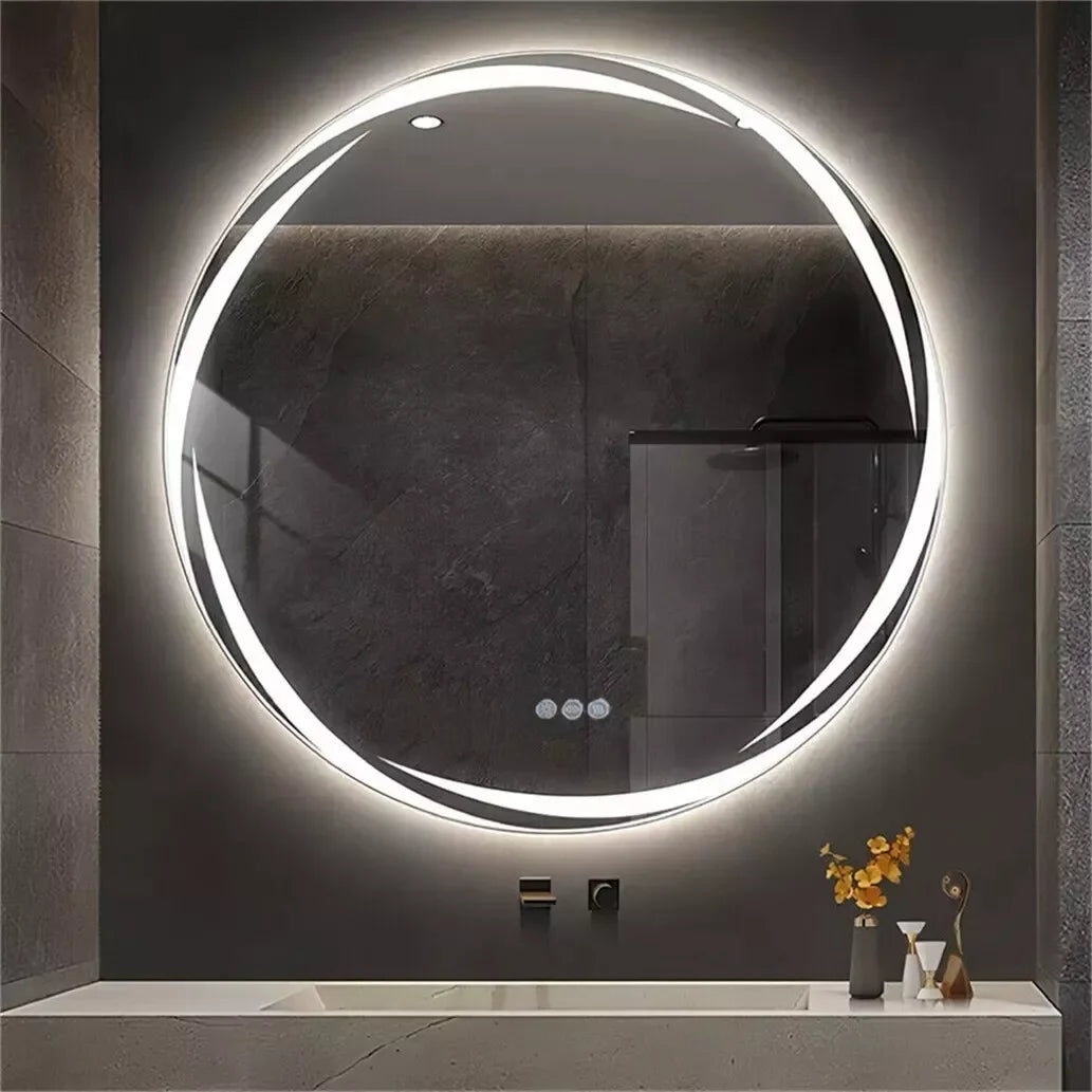 Luvodi Modern Led Bathroom Wall Mirror Circle Backlight