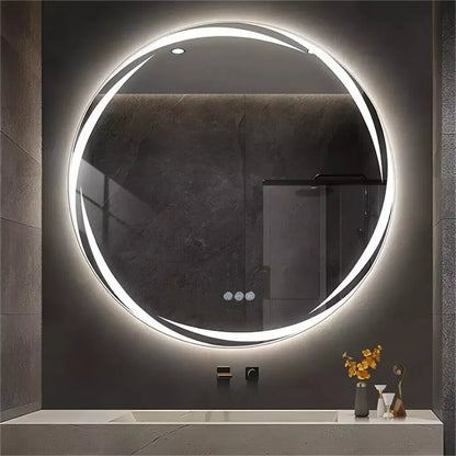 Luvodi Modern Led Bathroom Wall Mirror Circle Backlight