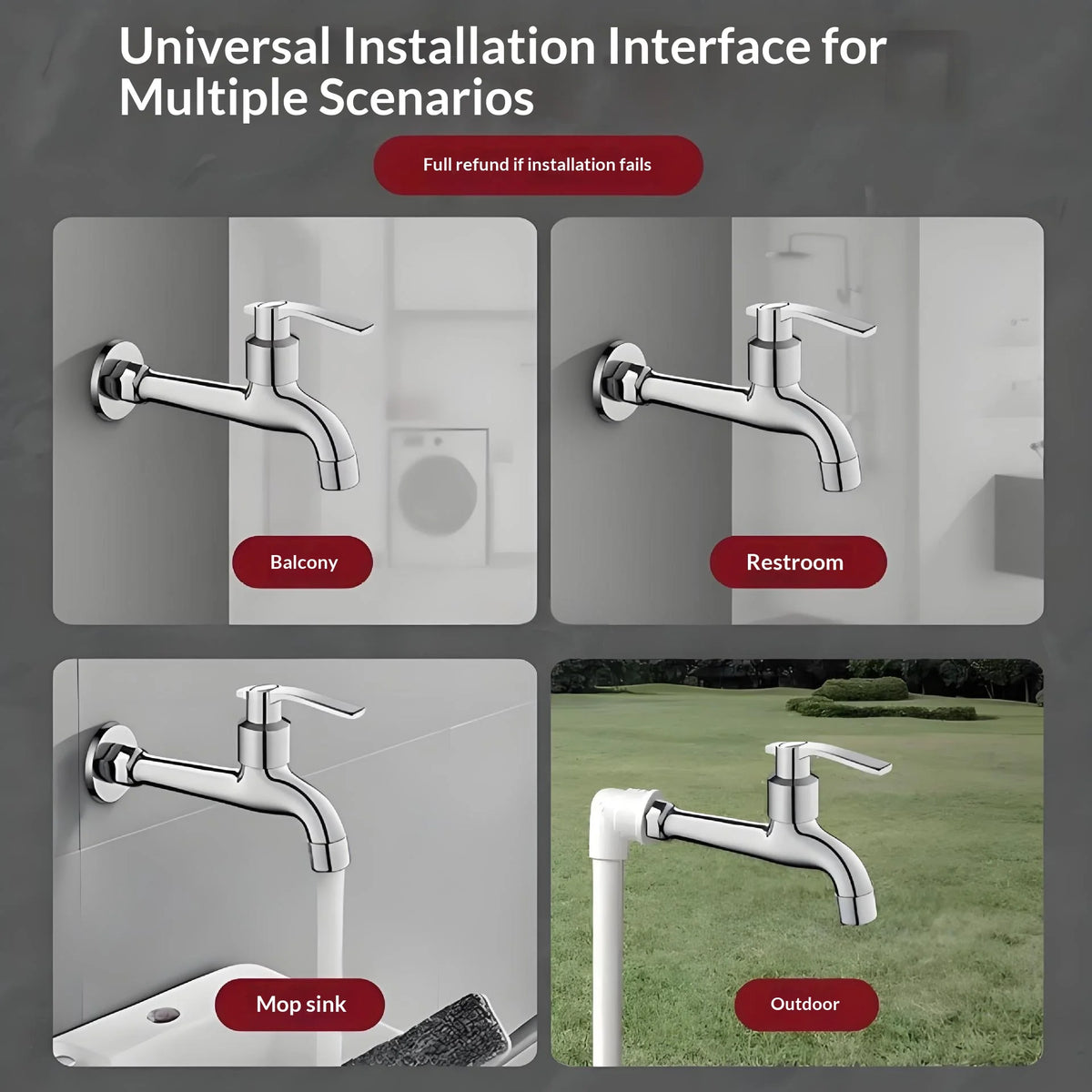 Zinc Alloy Wall Mount G1/2 Cold Water Tap
