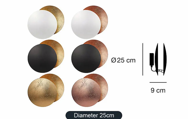 Modern Texture Designer Round Wall Lamp Rotatable Black