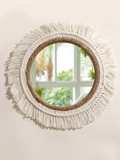 Boho Decorative Mirrors Macrame Round Mirror Aesthetic Room
