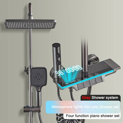 Gold Piano Digital Display Bathroom Shower Brass Bathroom