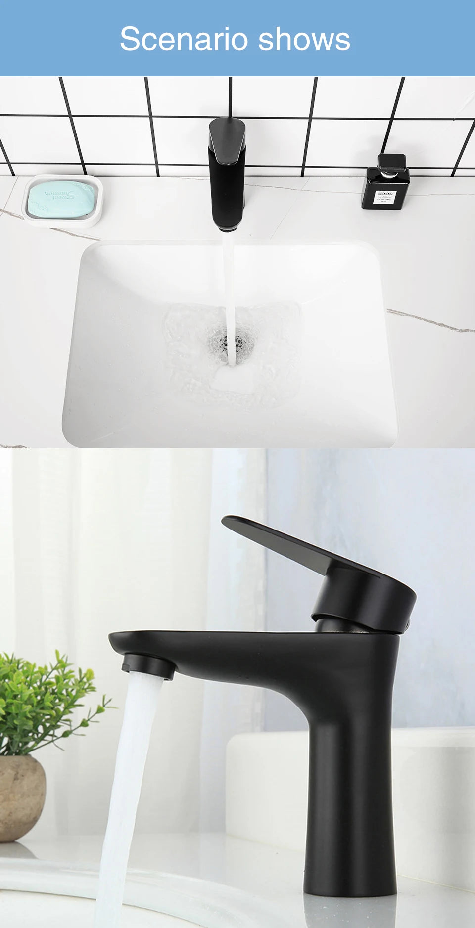 Ula G1/2 Basin Faucet Waterfall Bathroom Sink Faucet