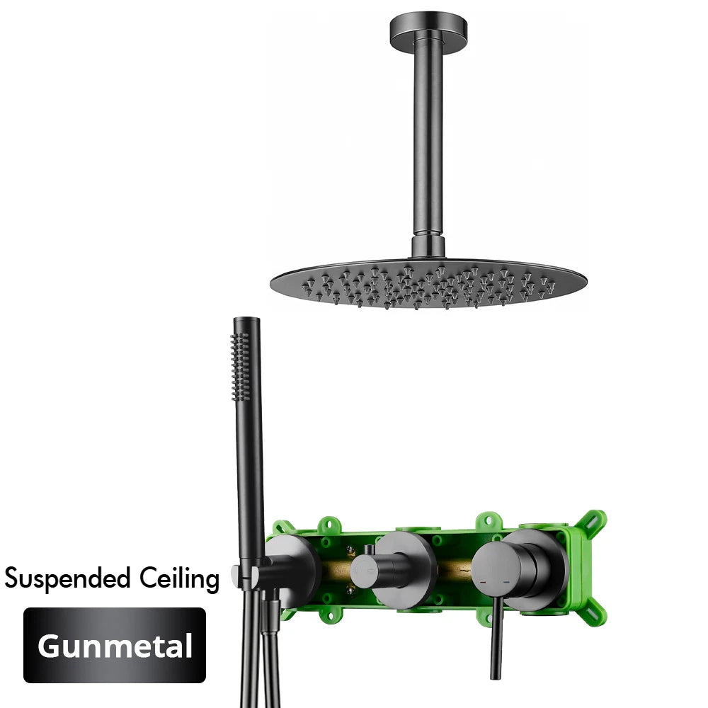 Gunmetal Shower Faucet 8-16 Embed Box Wall Mounted