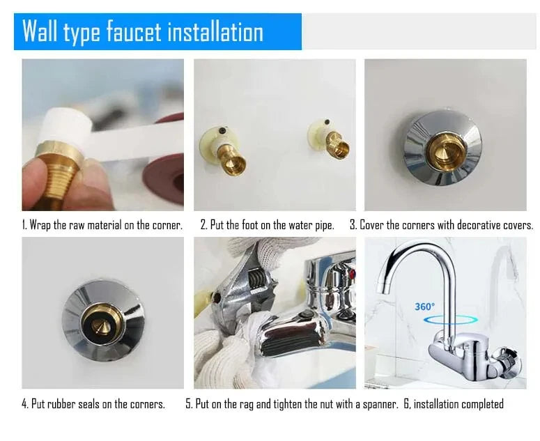 Wall Mounted Faucet Mixer Sink Faucet 360 Degree