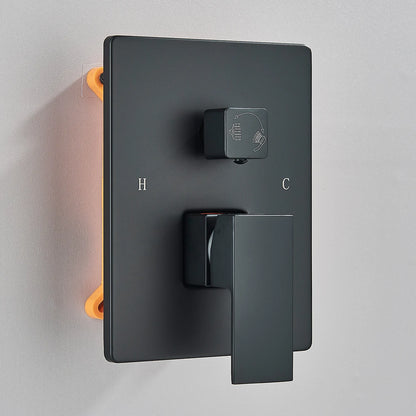 Black Concealed Shower System Rain Waterfall Bathroom Embedded