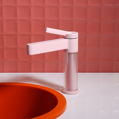 Yellow Bathroom Basin Faucet Acrylic Brass Cold Water