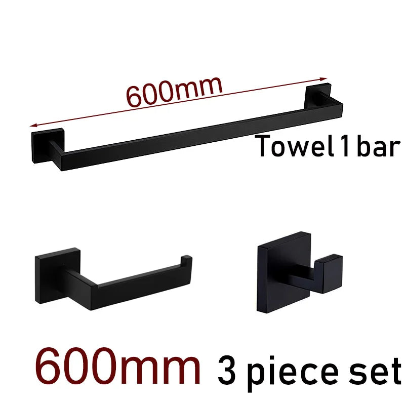 Black Bathroom Stainless Steel Wall Rack Towel Rack