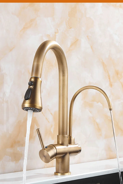 Antique Bronze Faucet Pull Out Water Purifier Sink
