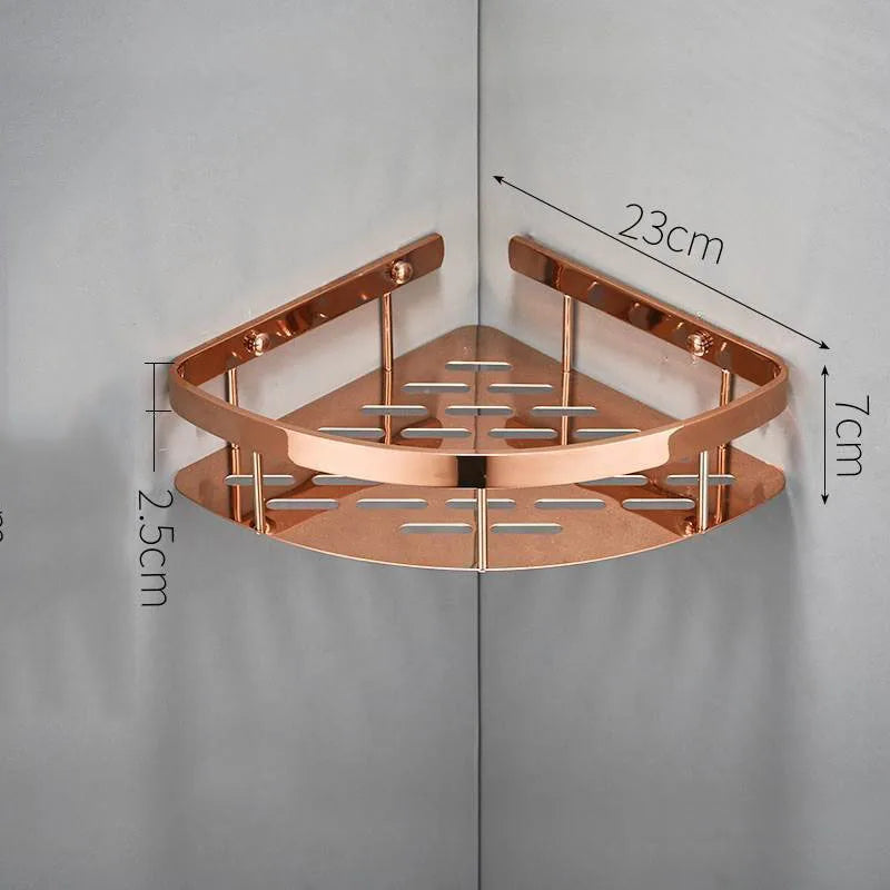 Bathroom Shelf Rose Gold Corner Shelf Shampoo Brass