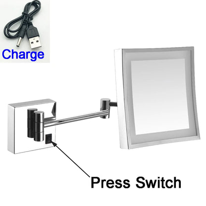 Square Touch Bathroom Mirror Wall Mounted Lighted Bathroom