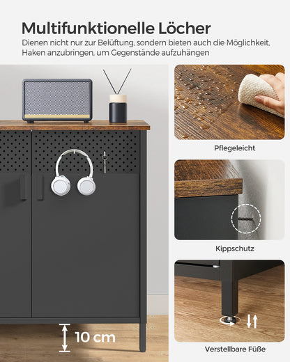 Sideboard Cupboard Double Door Cabinet Adjustable Floor Steel