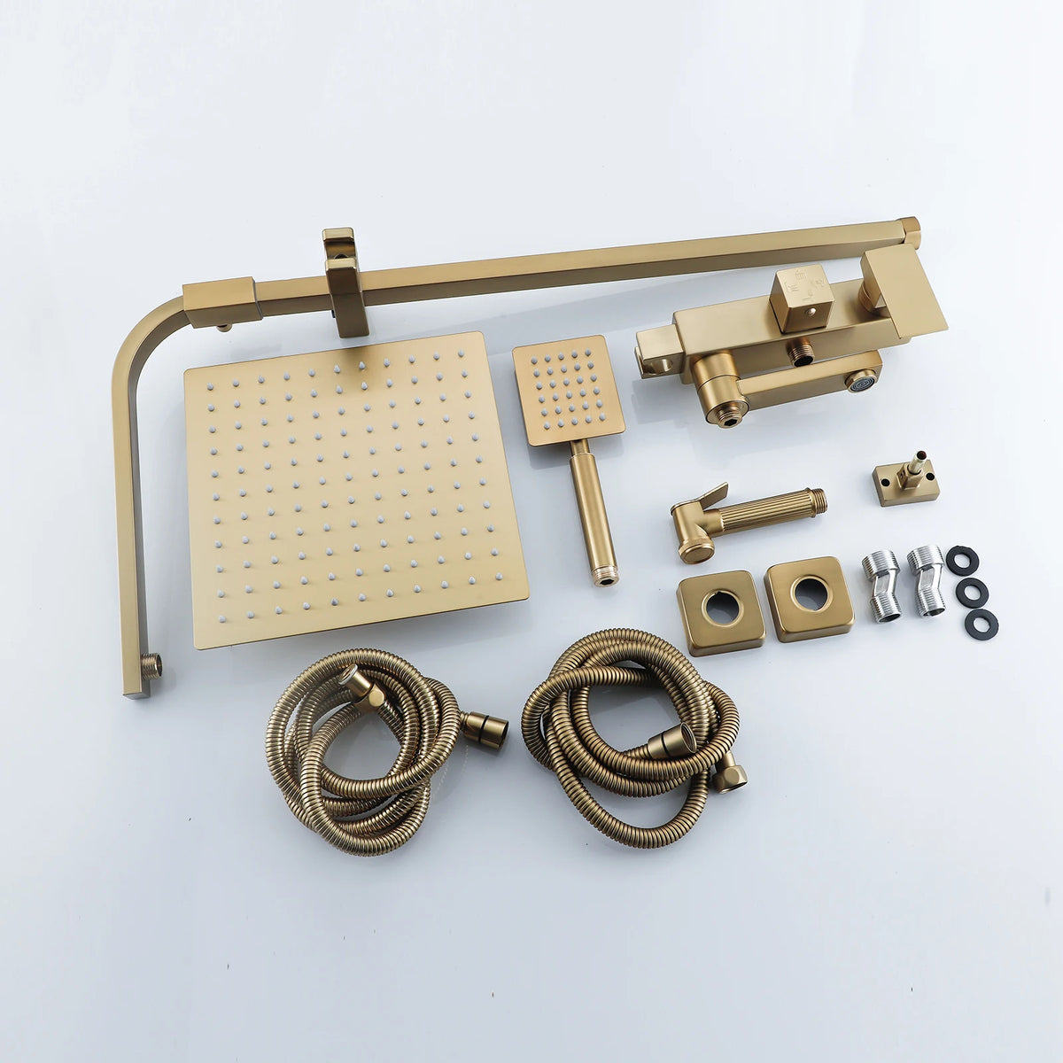 Wall Mount Brushed Gold Bathroom Shower Faucet Bath