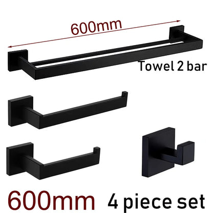 Black Bathroom Stainless Steel Wall Rack Towel Rack