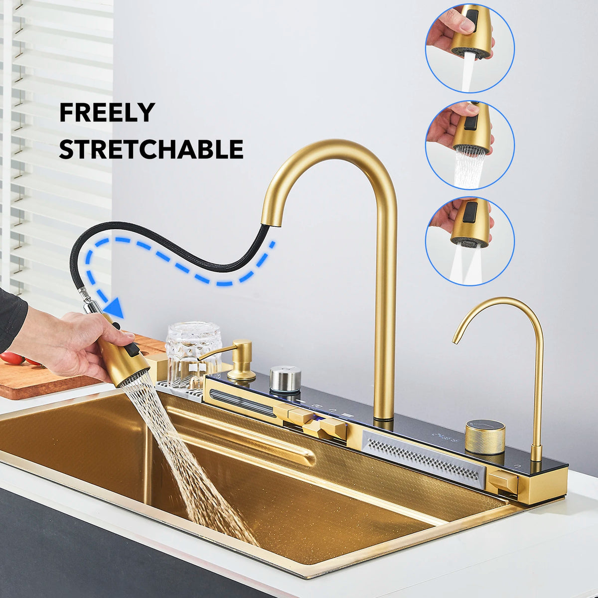 Golden Smart Digital Display Integrated Sink Temperature Control