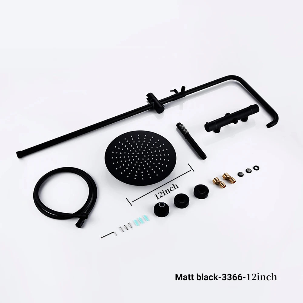 Rose Gold Thermostatic Shower Falcet Sets Wall Mount
