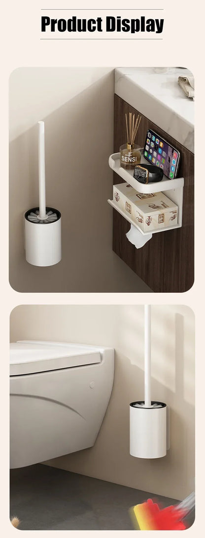 Bathroom Toilet Brush Holder Cleaning Space Aluminum Wall