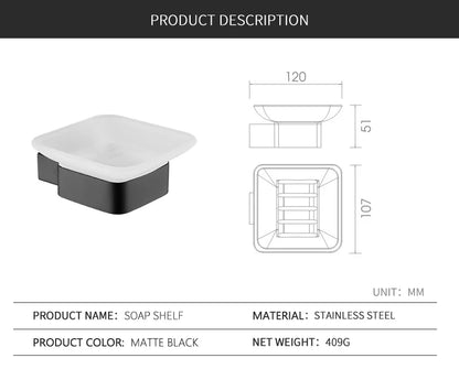 Matte Black Bathroom Hardware Towel Rack Shelf Hook