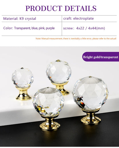 Colorful Crystal Glass Ball Pulls Knobs Wardrobe Door