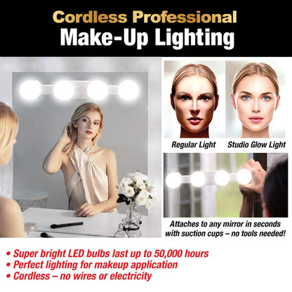 Led Makeup Mirror Light Suction Cup Cordless Bathroom