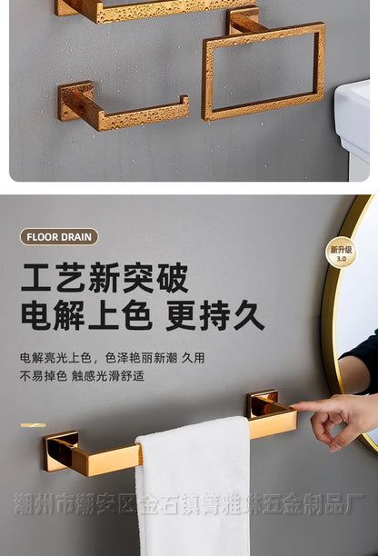 Polished Golden Bathroom Hardware Hook Towel Bar Toilet