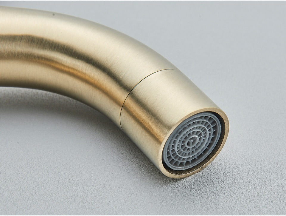 Brushed Gold Bathroom Faucet Modern Lavatory Vanity Sink